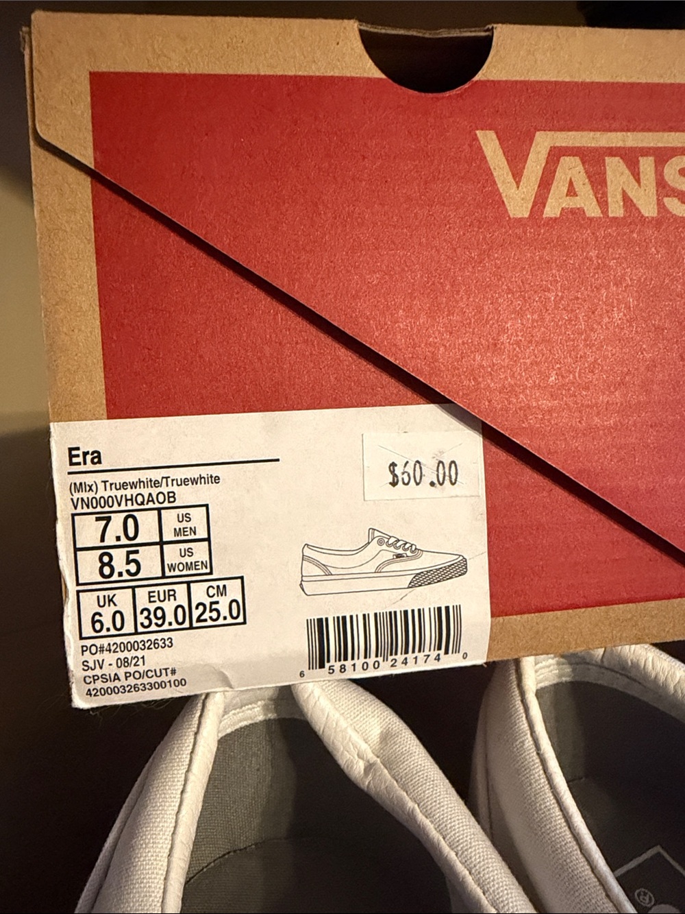 Vans White Low-Top Era Canvas Sneakers - Picture 2 of 4